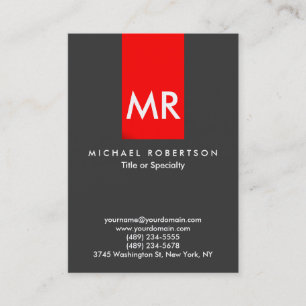 Cartão De Visita Cinza monograma, com cruz vermelha