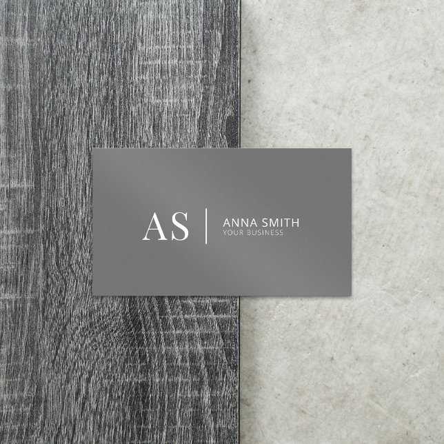 Cartão De Visita Cinza Monograma Moderno (Criador carregado)