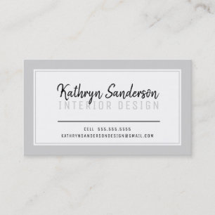 Cartão De Visita CINZA NA MODA simples de borda simples  pálida cin