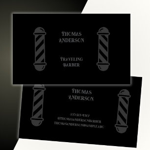 Cartão De Visita Cinza Negra Minimalista de Corte de Barber