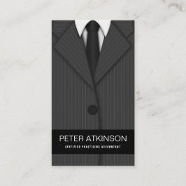 Cartão De Visita Cinza ou Cinza Pinstripe Suit Vertical Contabilist