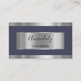 Cartão De Visita Cinza Prateada Profissional Azul Enfumaçado