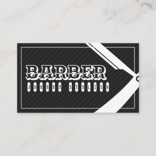 Cartão De Visita cinza preta profissional elegante estilo barbeiro