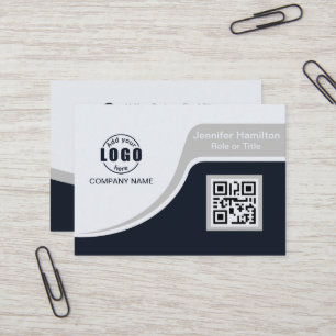 Cartão De Visita Cinza preto profissional adicione seu logotipo Cód