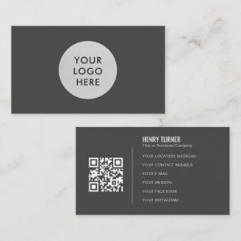 Cartão De Visita Cinza profissional simples Logotipo QR Code Compan