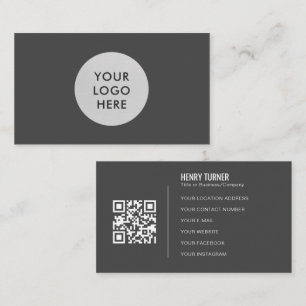 Cartão De Visita Cinza profissional simples Logotipo QR Code Compan