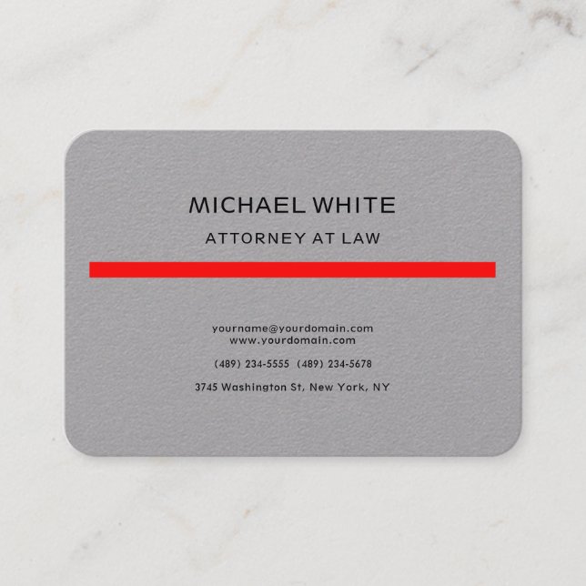 Cartão De Visita Cinza Red Attorney de Direito (Frente)