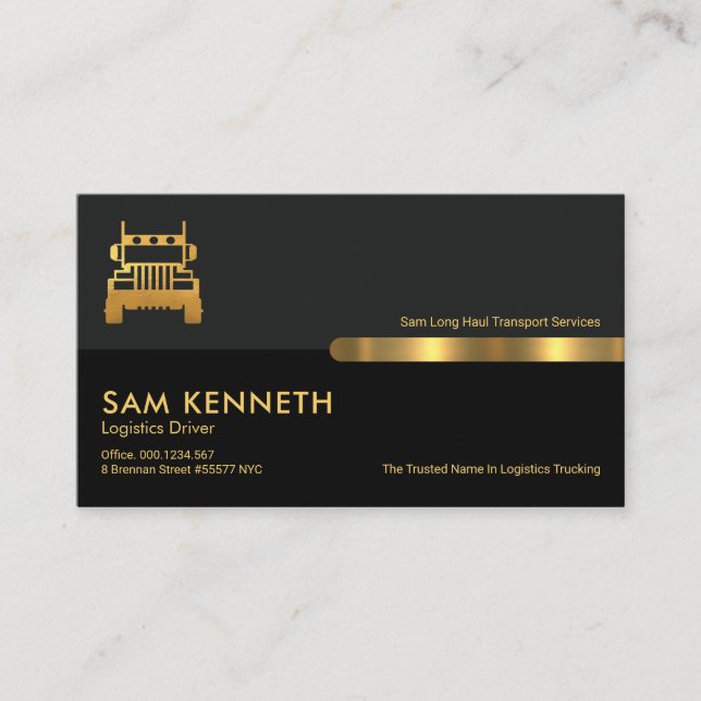 Cartão De Visita Cinza Retro Colunas Logísticas Caminhão (Frente)