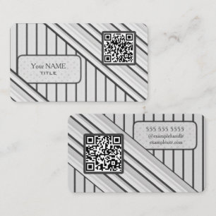 Cartão De Visita Cinza Retroativa de Código QR Duplo
