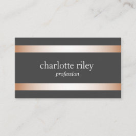 Cartão De Visita Cinza | Rosa moderno Dourado Stripes Na moda