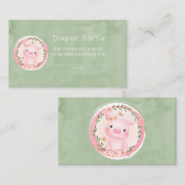 Cartão De Visita Cinza rosa-rosado, verde-Fralda Raffle