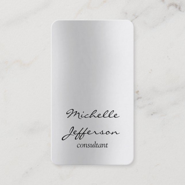 Cartão De Visita Cinza Simples Vertical Pessoal Exclusivo (Frente)