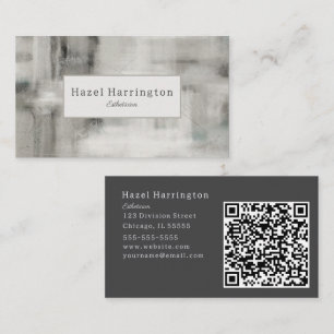 Cartão De Visita Cinza Suave Abstrato de Código QR