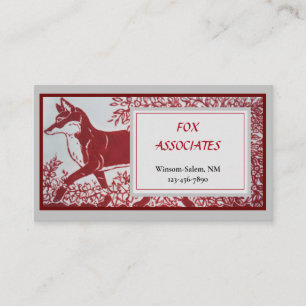 Cartão De Visita Cinza Vermelha Fox Azulejo Cerâmica Animal Elegan