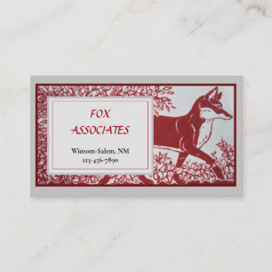 Cartão De Visita Cinza Vermelha Fox Azulejo Cerâmica Animal Elegan