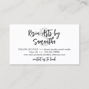 Cartão De Visita Cinza White Modern Resin Product Care Instruções