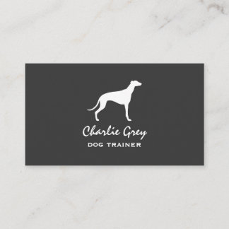 Cartão De Visita Cinzas de Silhueta de Cachorro Greyhound e Branco