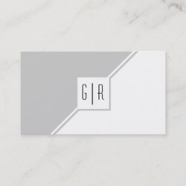 Cartão De Visita Cinzas e monograma moderno branco