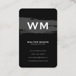 Cartão De Visita Cinzas escovas artísticas em preto