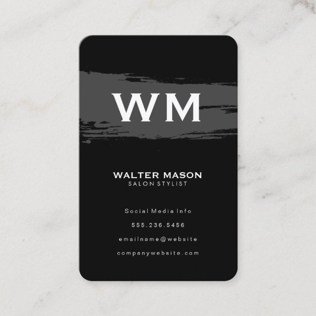 Cartão De Visita Cinzas escovas artísticas em preto (Frente)