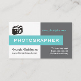 Cartão De Visita Cinzas fotógrafas, brancas, azuis