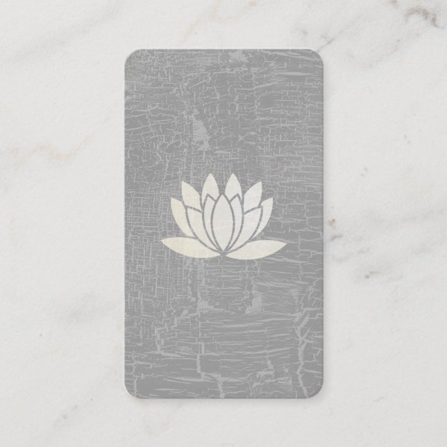Cartão De Visita Cinzas Marmoreadas com Flor Moderno Lotus (Frente)