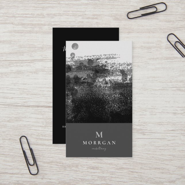 Cartão De Visita Cinzas Negras Profissionais Modernas Monograma (Frente/Verso In Situ)