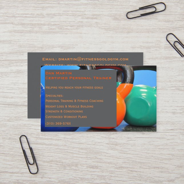 Cartão De Visita Cinzas Pesos Gym Centro de Malhação Pessoal do Tre (Frente/Verso In Situ)