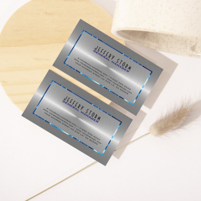 Cartão De Visita Cinzas Prateadas Aço Inoxidável Parecem Acentos Az (Criador carregado)