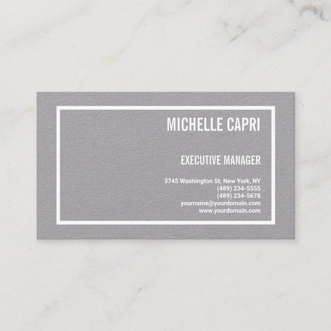 Cartão De Visita Cinzas Premium Simples e Simples Modernas (Frente)