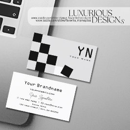 Cartão De Visita Cinzas Pretas de Placa Esquerda com Monograma Mode