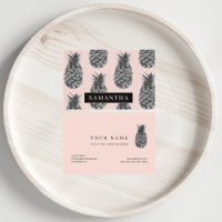 Cinzas Tropicais E Padrão De Abacaxi Rosa Com Nome