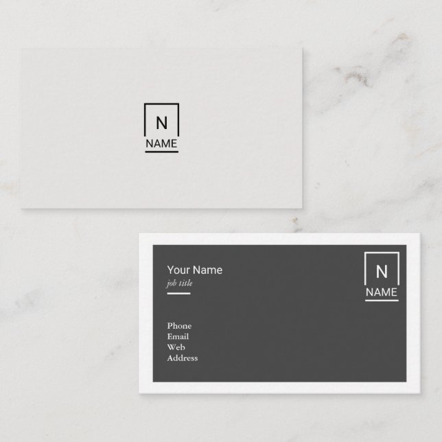 Cartão de visita cinzento preto na moda moderno (Frente/Verso)