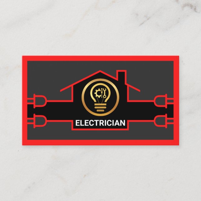 Cartão De Visita Circuito elétrico doméstico vermelho em greve (Frente)