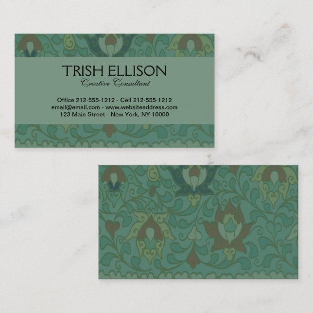 Cartão De Visita Círculo Chinês Antigo Verde Azul (Frente/Verso)