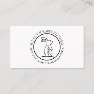 Cartão De Visita Círculo de Flor de Animal Branco Quadro Coelho Coe