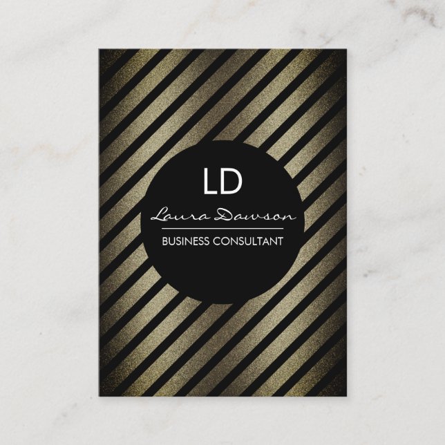 Cartão De Visita Círculo e faixas do monograma de glamour (Frente)