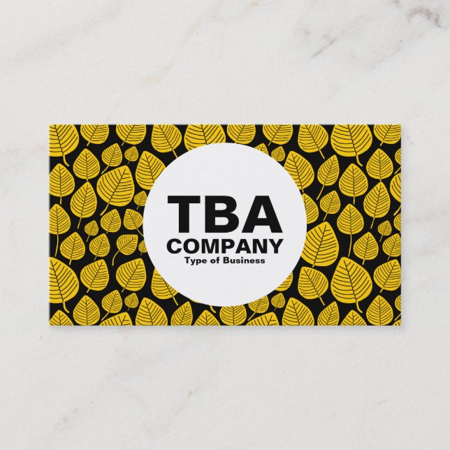 Cartão De Visita Círculo - Folhas - Âmbar em Preto (Frente)