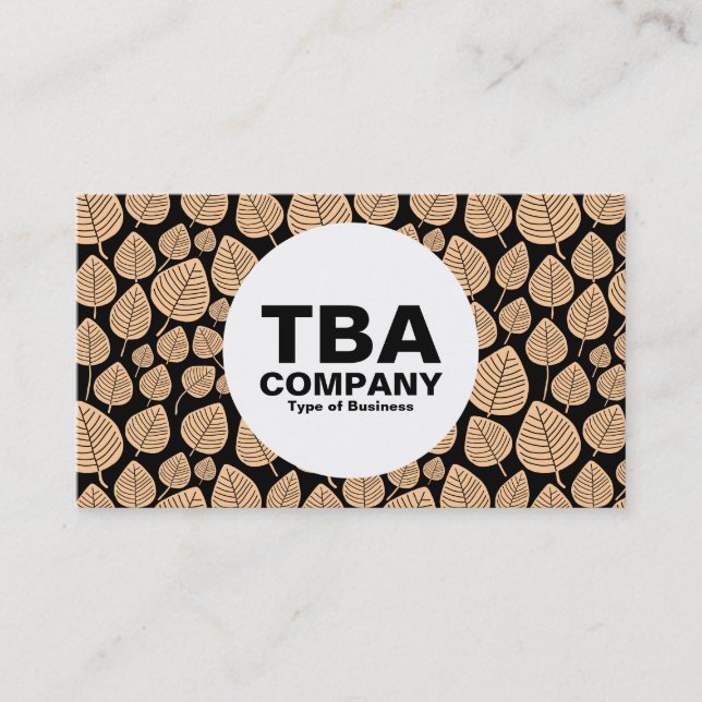 Cartão De Visita Círculo - Folhas - Areia a Preto (Frente)