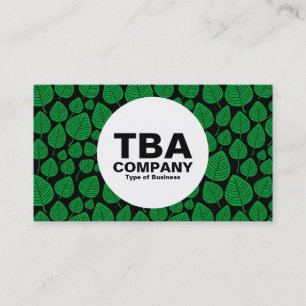 Cartão De Visita Círculo - Folhas - Verde-Grama em Preto