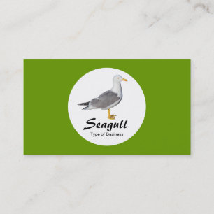 Cartão De Visita Círculo - Gaivoa de Perna Amarela - Verde Avocado