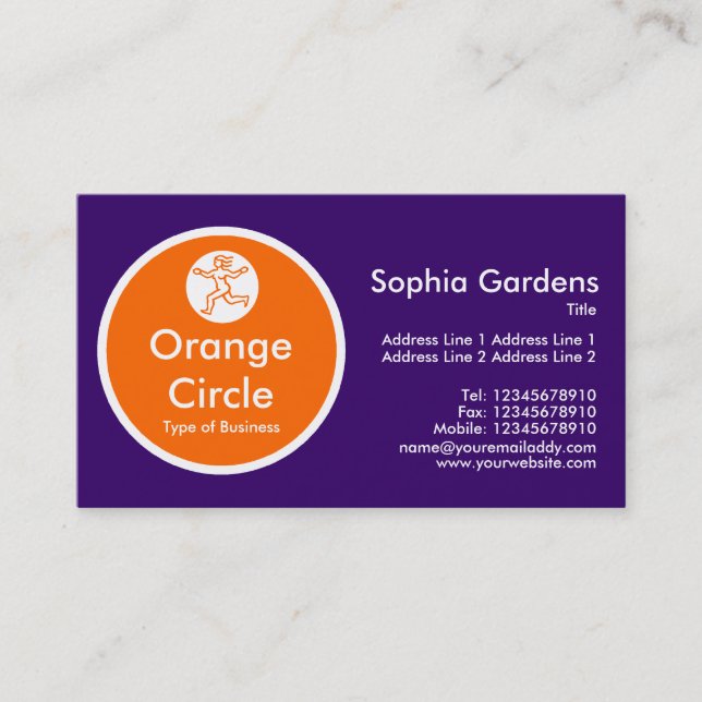 Cartão De Visita Círculo Laranja - Roxo Escuro (Frente)