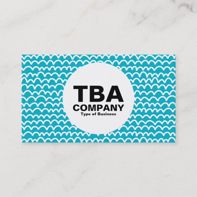 Cartão De Visita Círculo - ondulado - branco no azul aquático 00b2c (Frente)