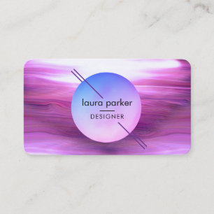 Cartão De Visita Círculo Roxo Moderno Ondas de Aquarela da Lua