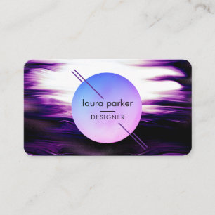 Cartão De Visita Círculo Roxo Moderno Ondas de Aquarela Lunar