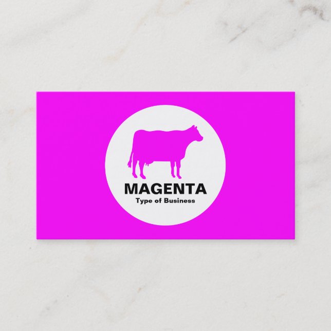 Cartão De Visita Círculo - Vaca - Magenta (Frente)