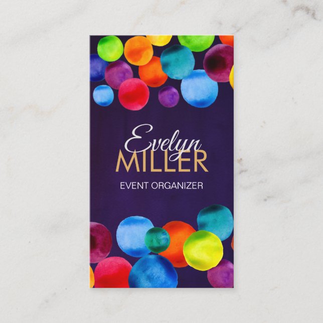 Cartão De Visita Círculos de Aquarela abstrato (Frente)