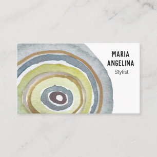 Cartão De Visita Círculos de Aquarela Abstrato