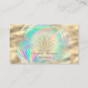 Cartão De Visita Círculos de Ouro Modernos Lótus Holográfico Inc