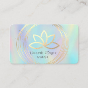 Cartão De Visita Círculos de Ouro Profissionais Lotus Holográficos